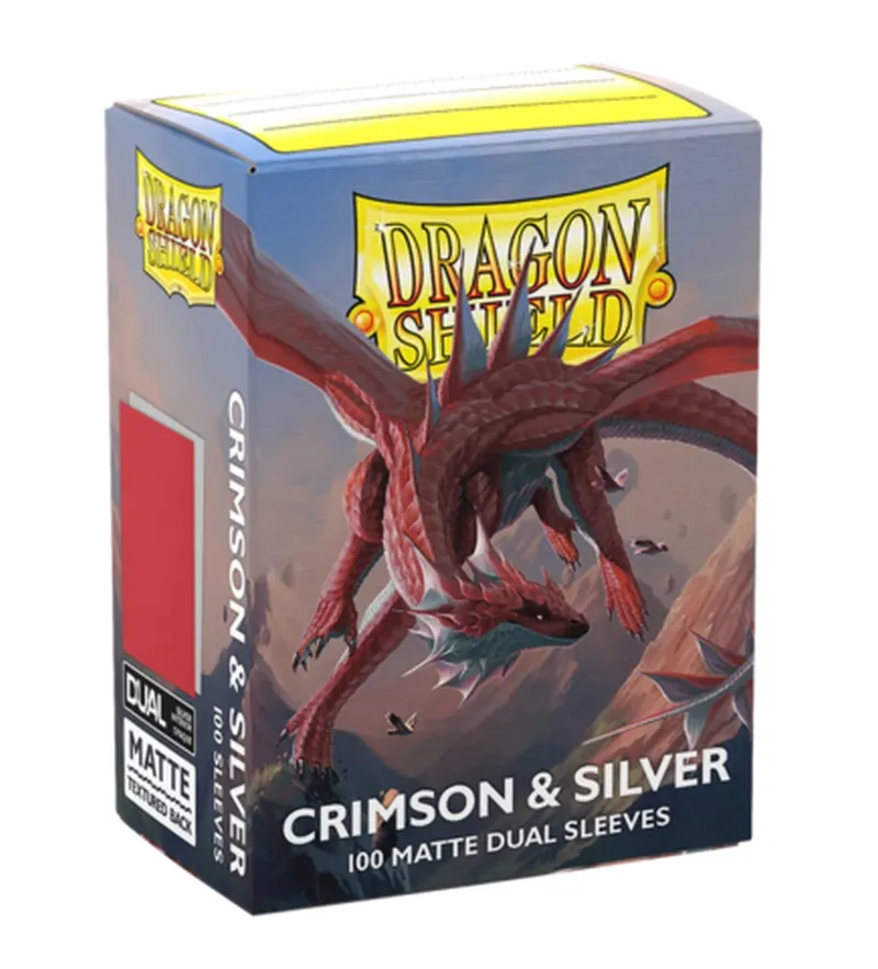  Dragon Shield Sleeves - Standard size - Matte Dual - Crimson & Silver