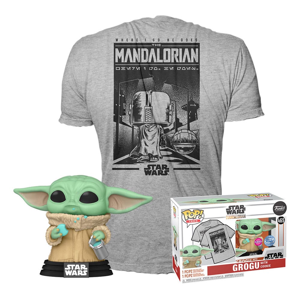 Star Wars The Mandalorian POP! & Tee Vinyl Figur & T-Shirt Set Grogu Cookie